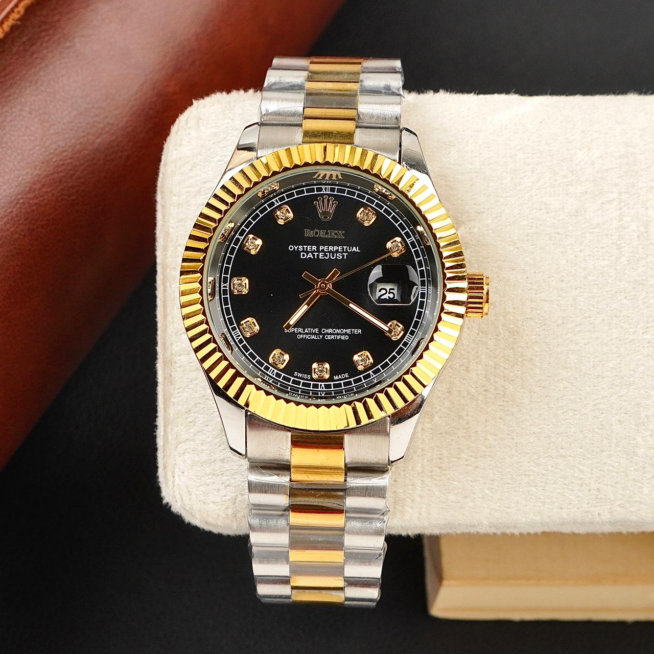 Men - Date Only - Two Tone Lining Black Dial