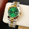 Men - Date Only - Two Tone Green Dial Watch
