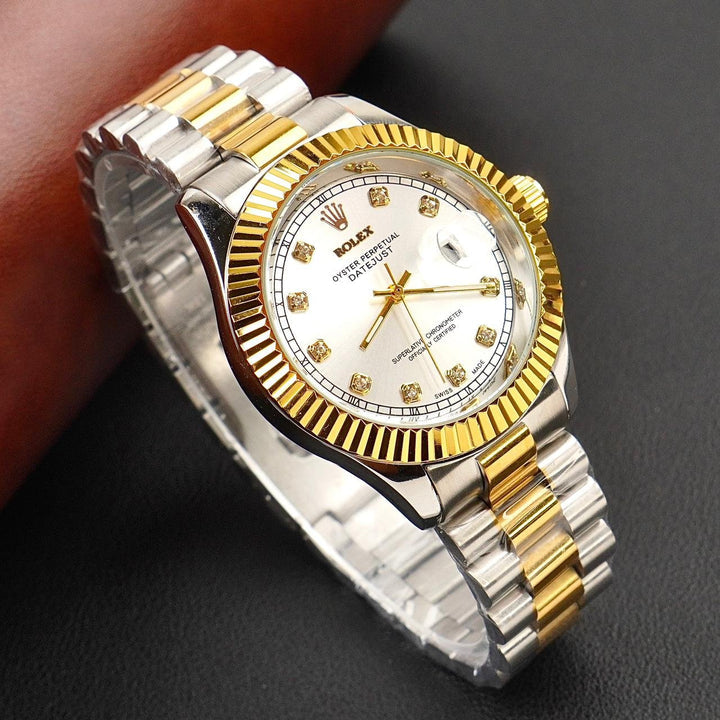 Men - Date Only - Two Tone Lining White Dial