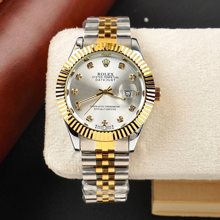 Men - Date Only - Two Tone Lining White Dial