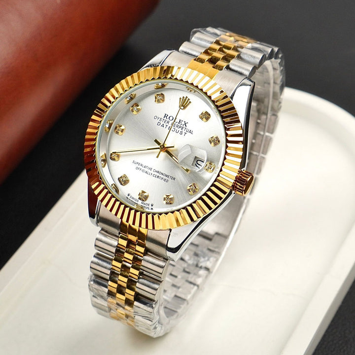 Men - Date Only - Two Tone Lining White Dial