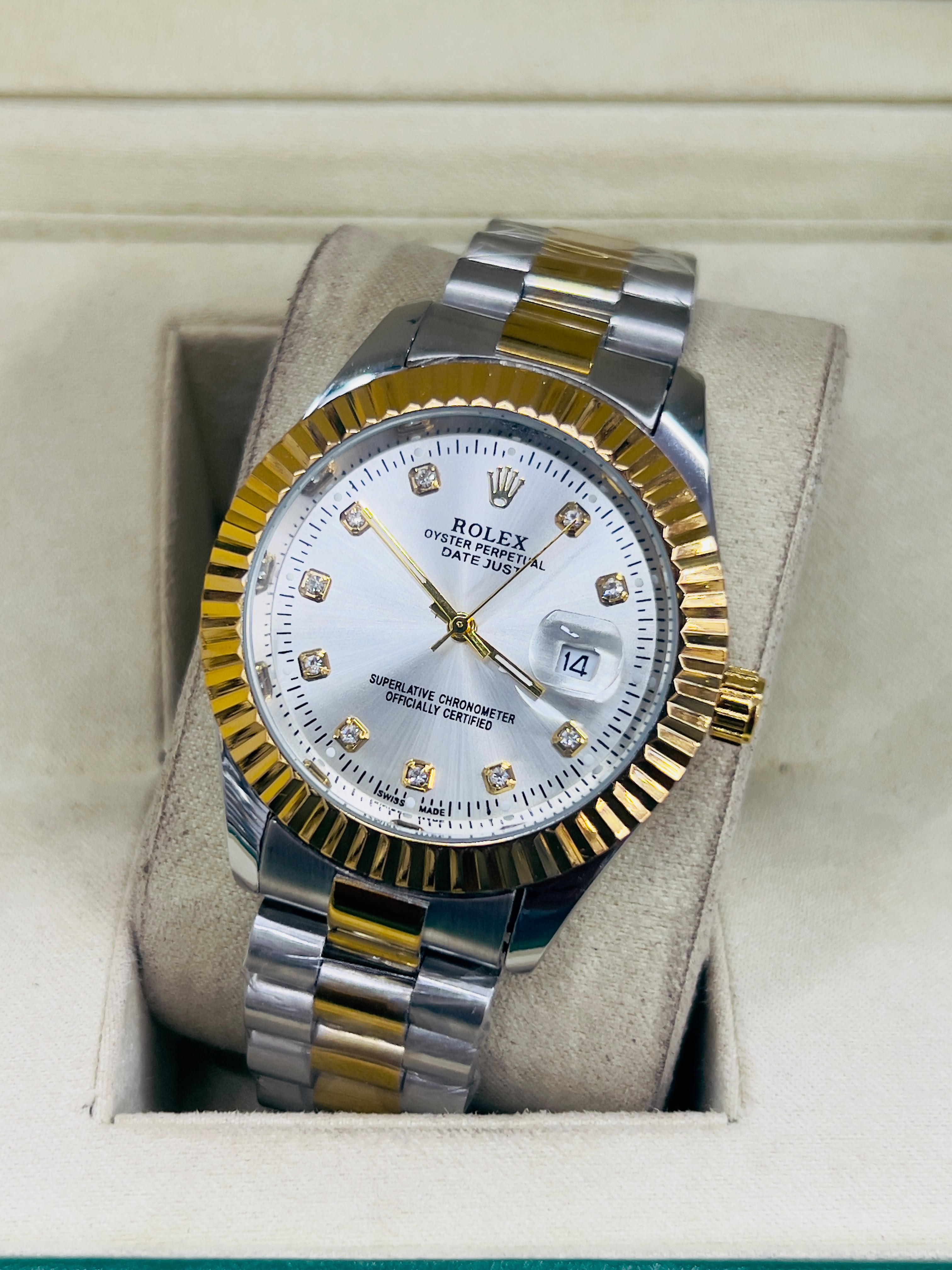 Men - Date Only - Two Tone Lining White Dial