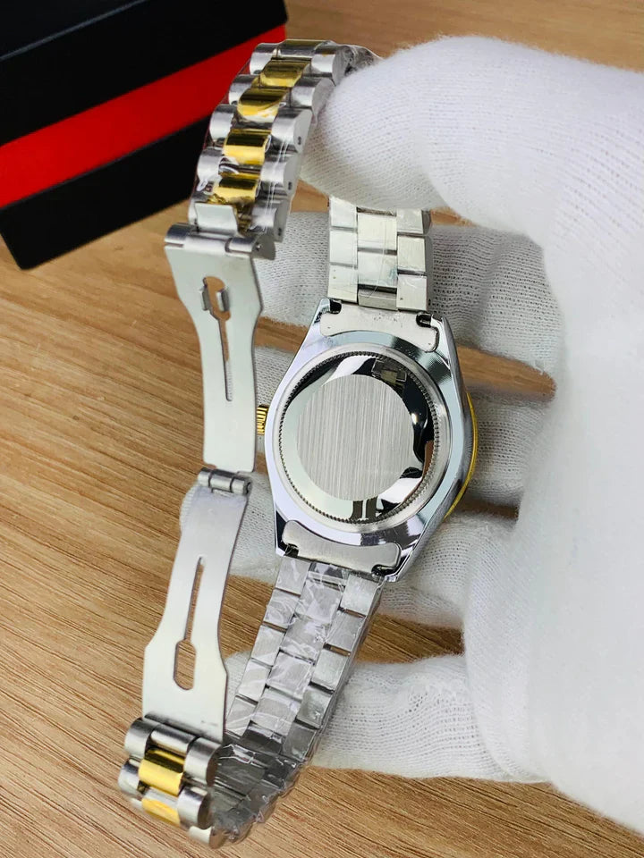 Men - Date Only - Two Tone Black Dial Watch