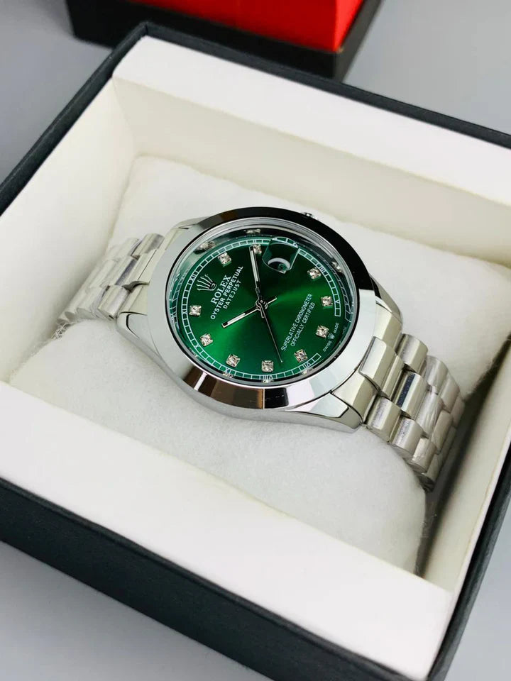 Men - Date Only - Silver Green Dial Watch