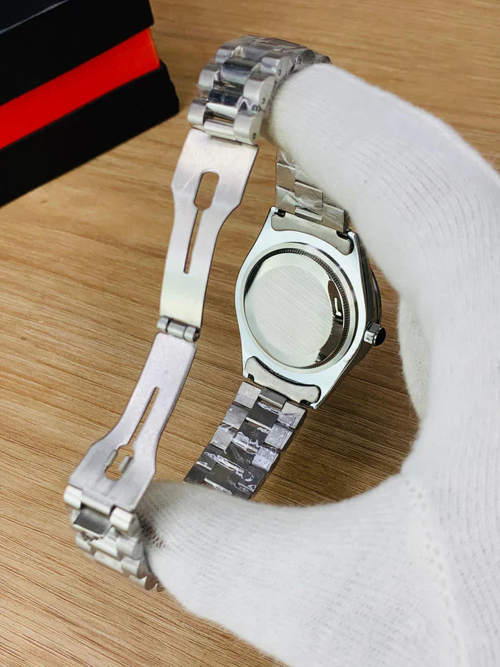 Men - Date Only - Silver Black Watch