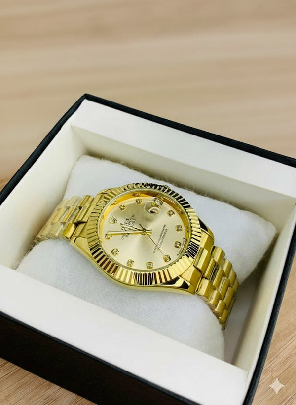 Rolex Golden Dial Stainless steel Watch